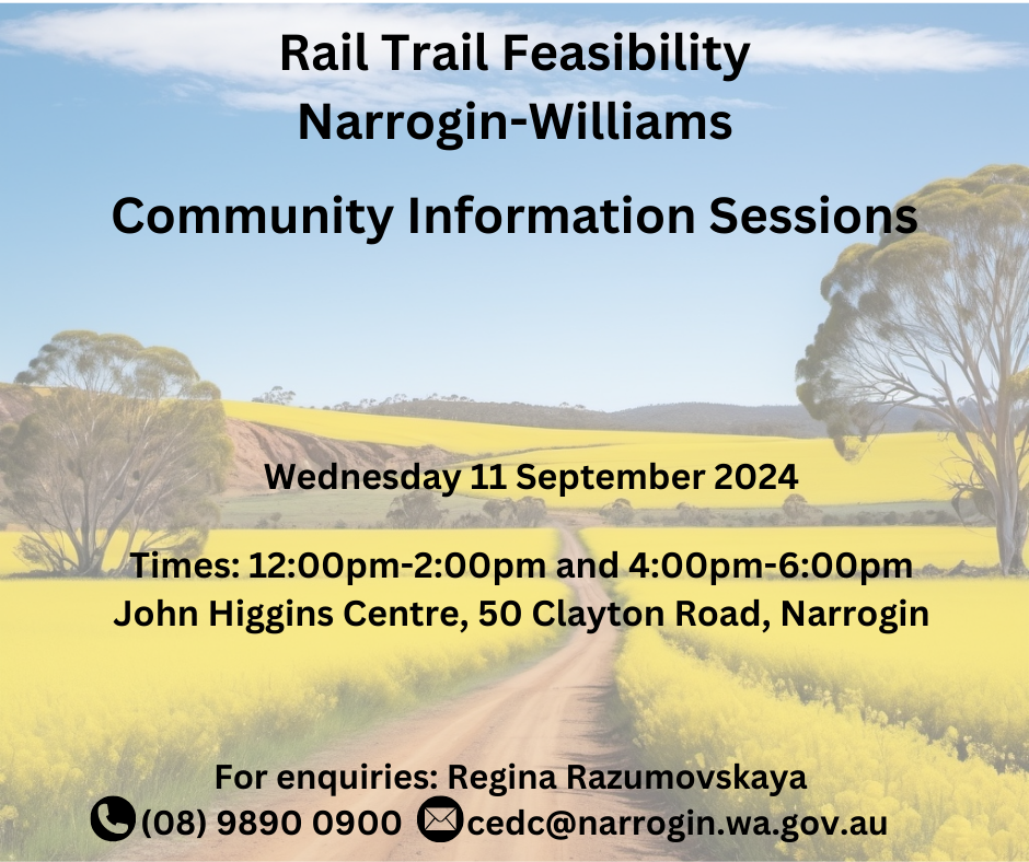 Community Information Sessions to discuss Narrogin Williams Rail Trail Study